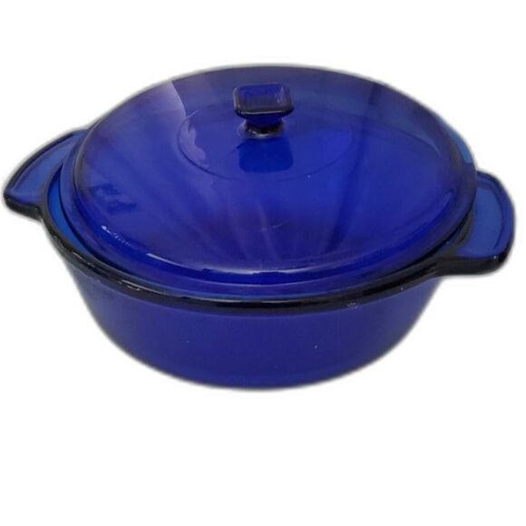 Anchor Hocking Cobalt Blue Casserole Dish with Lid ~Vintage~ - Picture 1 of 7